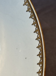 A rare and large Chinese Canton famille rose 'mandarin subject' bowl, Hua Xuan 花軒 and Ju Qing 居清 mark, Qianlong