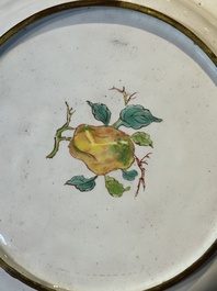 A pair of Chinese Canton enamel 'Fengyiting 鳳儀亭' plates, Yongzheng