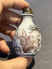 Eight Chinese Peking glass snuff bottles, Qianlong mark, 19/20th C.