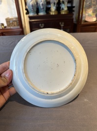 Three unusual Chinese Canton famille rose plates, 19th C.