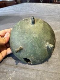 Two Chinese archaic bronze food vessels, 'ding 鼎', Han