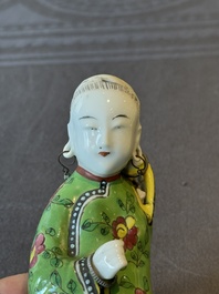 Two Chinese famille rose reclining figures, 19th C.