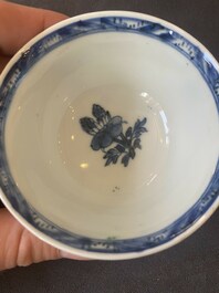 Two pairs of Chinese famille verte cups and saucers, Kangxi