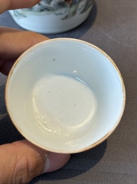 A rare set of eight Chinese famille rose 'Sanxing' nesting bowls, Tongzhi mark and of the period