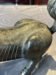 A rare and large Chinese bronze lion-form censer, Southern Song