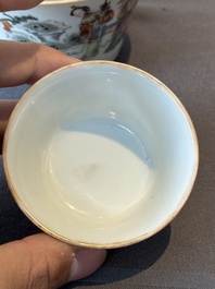 A rare set of eight Chinese famille rose 'Sanxing' nesting bowls, Tongzhi mark and of the period