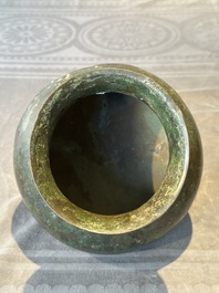 Two Chinese archaic bronze food vessels, 'ding 鼎', Han