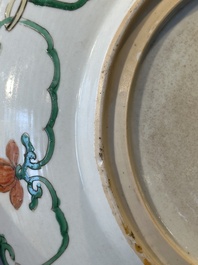 A Chinese famille verte 'Buddhist lion' dish, lingzhi mark, Kangxi
