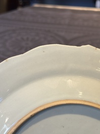 Two fine Chinese Canton famille rose 'mandarin subject' plates, Qianlong