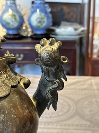 A rare and large Chinese bronze lion-form censer, Southern Song