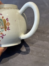 A Chinese famille rose Meissen-style teapot and stand, Qianlong