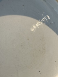 A rare and large Chinese Canton famille rose 'mandarin subject' bowl, Hua Xuan 花軒 and Ju Qing 居清 mark, Qianlong