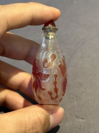 Eight Chinese Peking glass snuff bottles, Qianlong mark, 19/20th C.