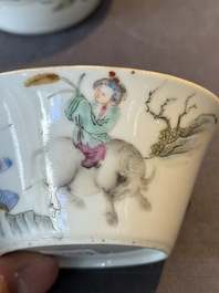 A rare set of eight Chinese famille rose 'Sanxing' nesting bowls, Tongzhi mark and of the period