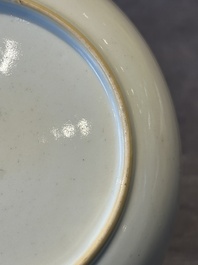 Three Chinese export famille rose 'European subject' cups and two saucers, Qianlong
