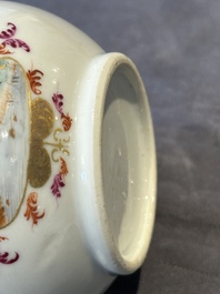 A Chinese famille rose Meissen-style teapot and stand, Qianlong