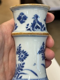 A Chinese blue and white bottle-shaped huqqa base with floral design for the Islamic market, Kangxi