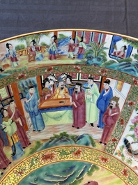 A large Chinese Canton famille rose bowl with a bronze stand, 19th C.
