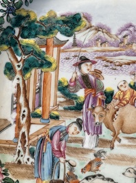 Two fine Chinese Canton famille rose 'mandarin subject' plates, Qianlong