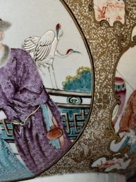 A rare and large Chinese Canton famille rose 'mandarin subject' bowl, Hua Xuan 花軒 and Ju Qing 居清 mark, Qianlong