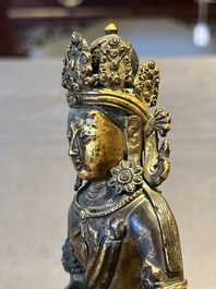 A Sino-Tibetan gilt bronze Buddha Amitayus, dated 1770, Qianlong