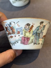 A rare set of eight Chinese famille rose 'Sanxing' nesting bowls, Tongzhi mark and of the period