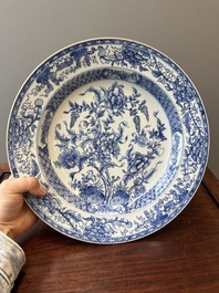 Two Chinese blue and white dishes with floral design, Yongzheng
