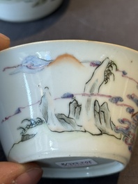 A rare set of eight Chinese famille rose 'Sanxing' nesting bowls, Tongzhi mark and of the period