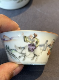 A rare set of eight Chinese famille rose 'Sanxing' nesting bowls, Tongzhi mark and of the period