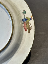 A pair of Chinese Canton enamel 'Fengyiting 鳳儀亭' plates, Yongzheng