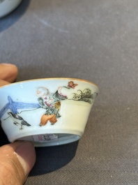 A rare set of eight Chinese famille rose 'Sanxing' nesting bowls, Tongzhi mark and of the period