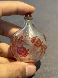 Eight Chinese Peking glass snuff bottles, Qianlong mark, 19/20th C.
