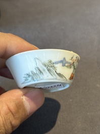 A rare set of eight Chinese famille rose 'Sanxing' nesting bowls, Tongzhi mark and of the period