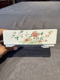 A pair of rectangular Chinese famille rose jardinieres with floral design, Republic