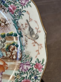 Two fine Chinese Canton famille rose 'mandarin subject' plates, Qianlong