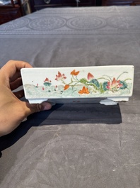 A pair of rectangular Chinese famille rose jardinieres with floral design, Republic