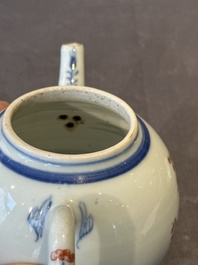 A Chinese famille verte teapot and a famille rose black-ground teapot, Kangxi/Yongzheng