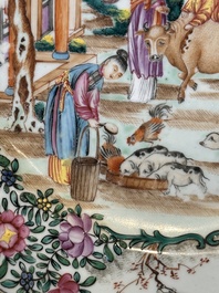 Two fine Chinese Canton famille rose 'mandarin subject' plates, Qianlong
