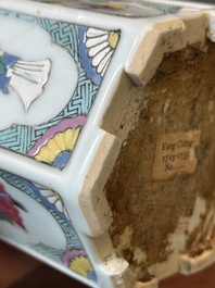 A hexagonal Chinese famille rose brush pot, Yongzheng