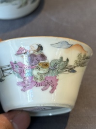 A rare set of eight Chinese famille rose 'Sanxing' nesting bowls, Tongzhi mark and of the period