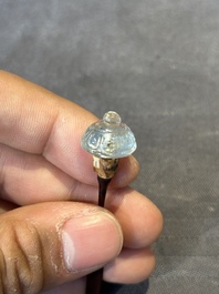A fine Chinese famille rose snuff bottle with rock crystal stopper, Qianlong mark and of the period