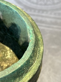 Two Chinese archaic bronze food vessels, 'ding 鼎', Han