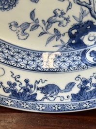 Two Chinese blue and white dishes with floral design, Yongzheng