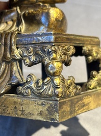 A Sino-Tibetan gilt bronze Buddha Amitayus, dated 1770, Qianlong