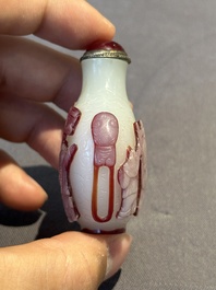 Eight Chinese Peking glass snuff bottles, Qianlong mark, 19/20th C.