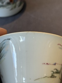 A rare set of eight Chinese famille rose 'Sanxing' nesting bowls, Tongzhi mark and of the period