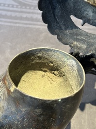A rare and large Chinese bronze lion-form censer, Southern Song