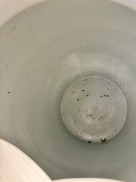 A large Chinese blue and white 'lotus scroll' vase and cover, Kangxi