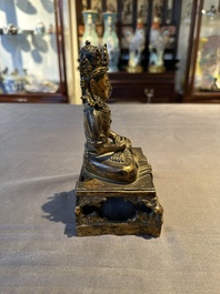A Sino-Tibetan gilt bronze Buddha Amitayus, dated 1770, Qianlong