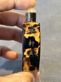 A Chinese inscribed tortoiseshell veneer snuff bottle, Guangxu mark, dated 1930